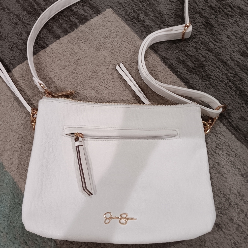 Jessica Simpson White Crossbody Bag with Gold Accents